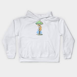 Giraffe in a tree Kids Hoodie